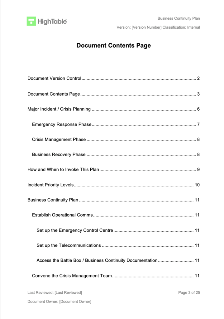 ISO27001 Business Continuity Plan Example 3