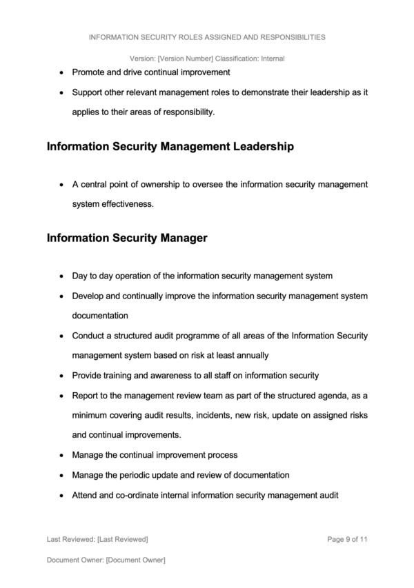 ISO27001 Information Security Roles And Responsibilities Example 7