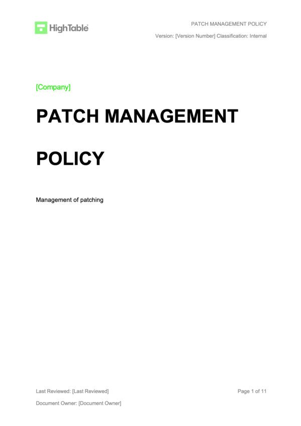 ISO27001 Patch Management Policy Example 1