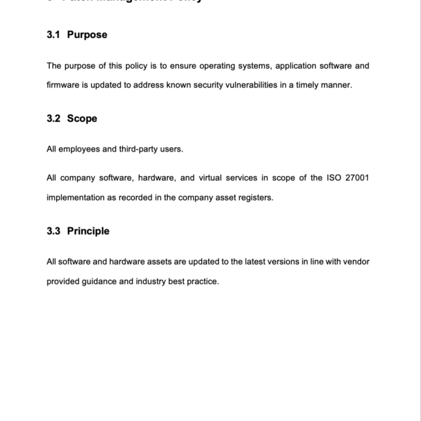 ISO27001 Patch Management Policy Example 5