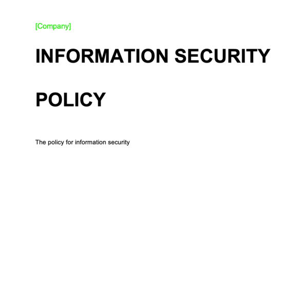 ISO 27001 Information Security Policy Page 1