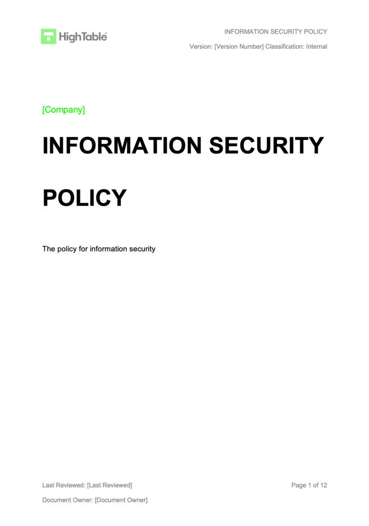 ISO27001 Information Security Policy Example 1