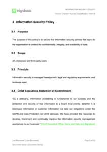 ISO 27001 Information Security Policy Template | Word