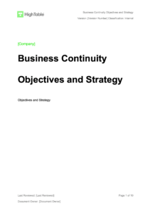ISO27001 Business Continuity Objectives and Strategy Example 1