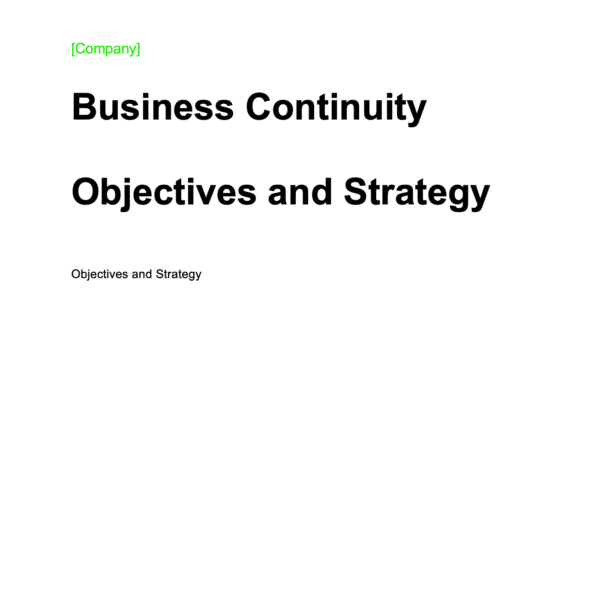 ISO27001 Business Continuity Objectives and Strategy Example 1