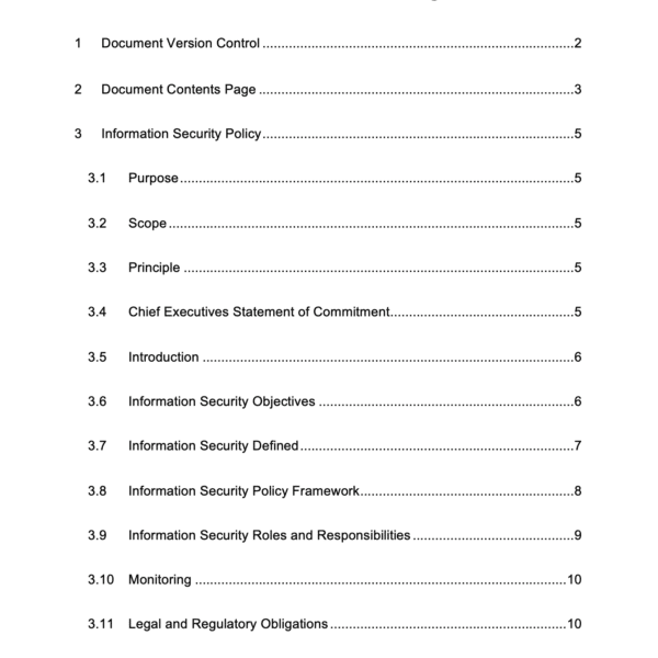 ISO 27001 Information Security Policy Page 2