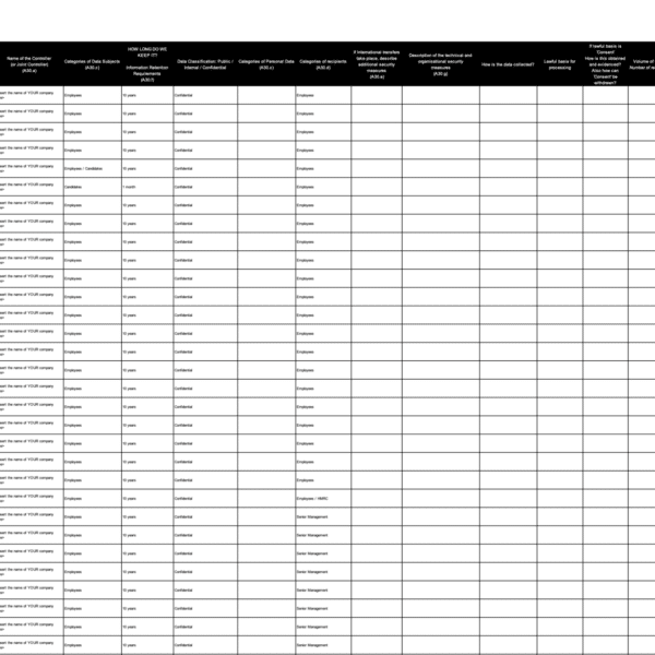 Data Asset Register - ROPA template example 2