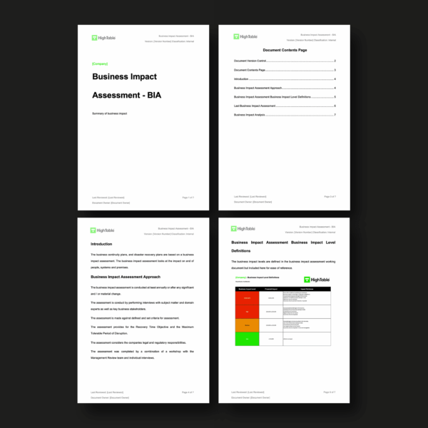 ISO 27001 Business Impact Analysis Executive Summary Template Example