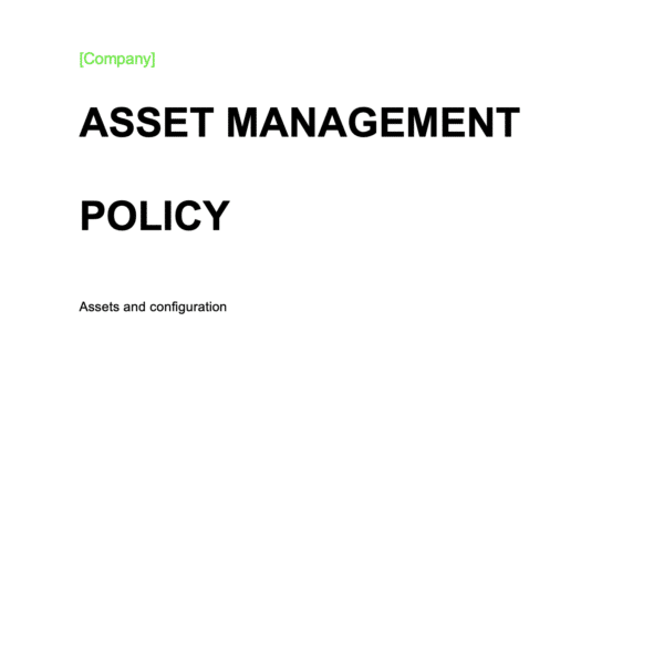 ISO 27001 Asset Management Policy Page 1