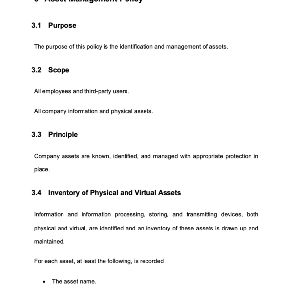 ISO 27001 Asset Management Policy Page 4
