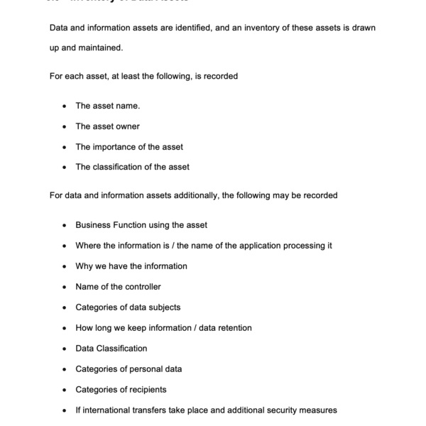 ISO 27001 Asset Management Policy Page 6