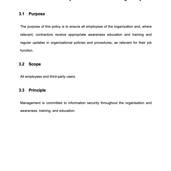 ISO 27001 Information-Security Awareness and Training Policy Page 4
