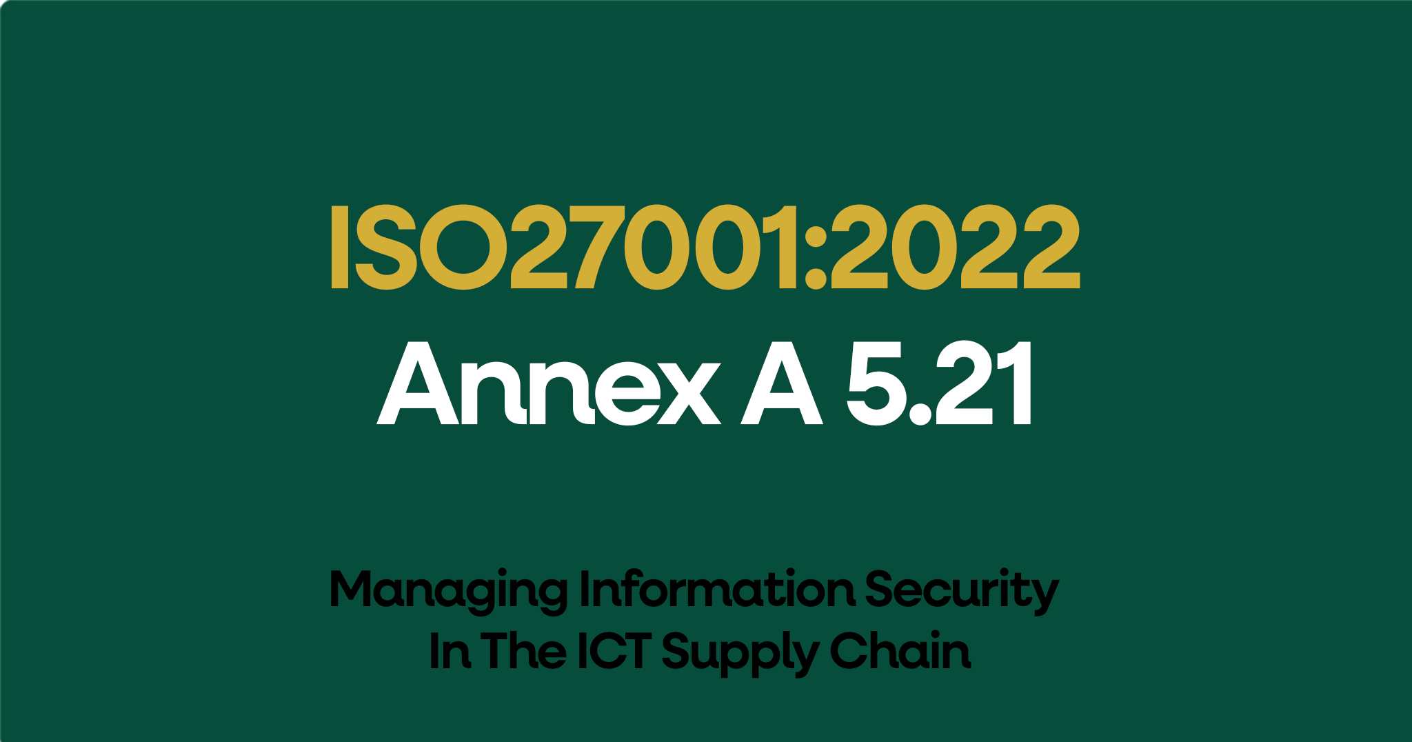 ISO 27001-2022 Annex A 5.21 Managing Information Security In The ICT Supply Chain
