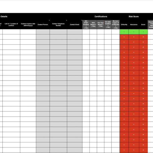 ISO 27001 Supplier Register Template PDF Example 1