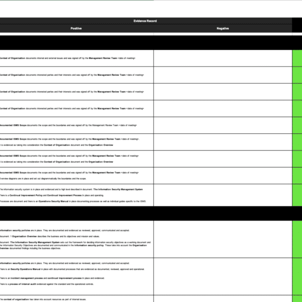 ISO27001 Audit Worksheet