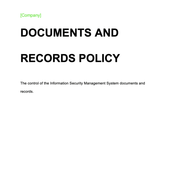 ISO 27001 Document and Records Policy Page 1