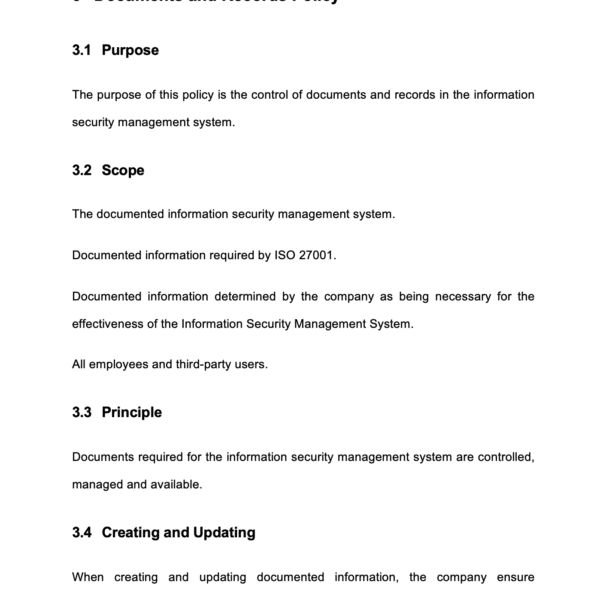 ISO 27001 Document and Records Policy Page 4