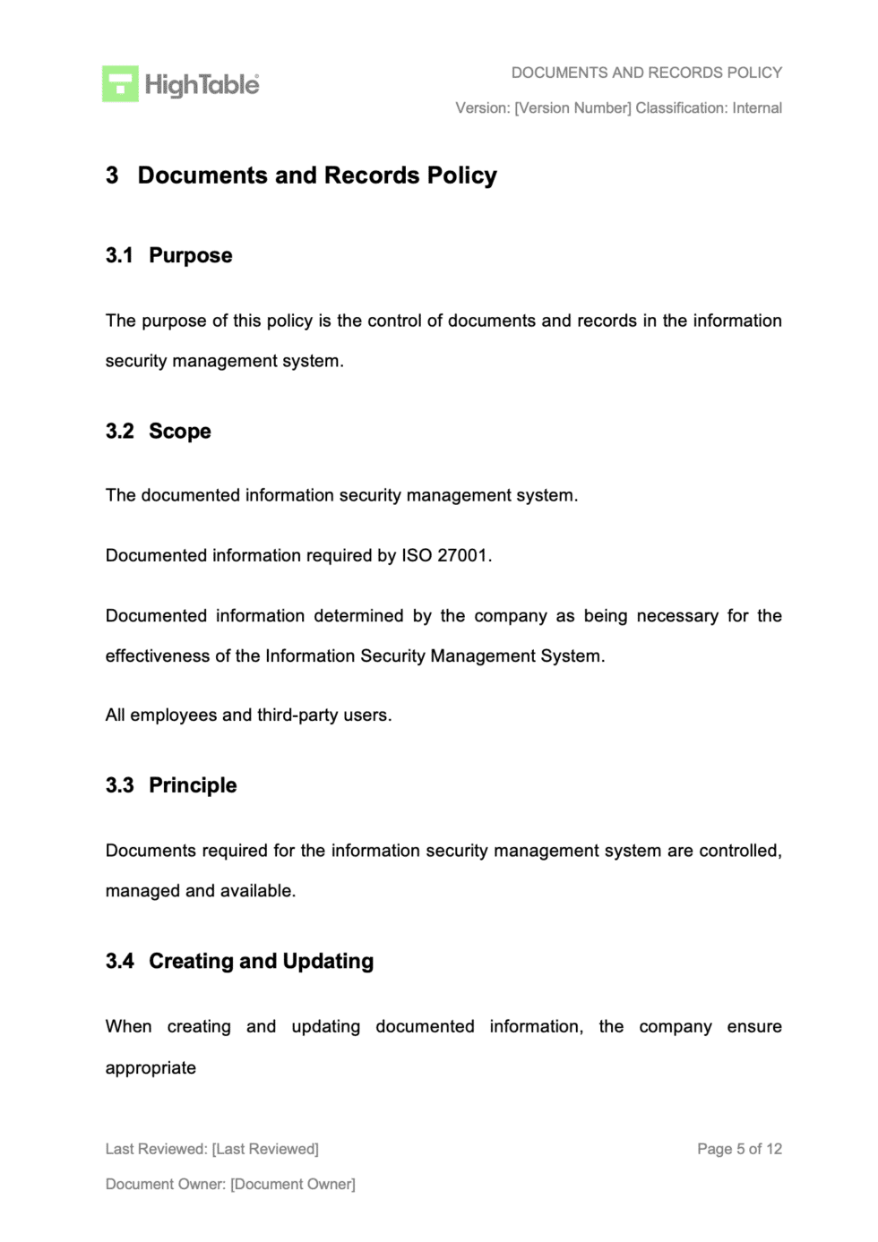 How to write an ISO 27001 Document and Record Policy [+ Templates]