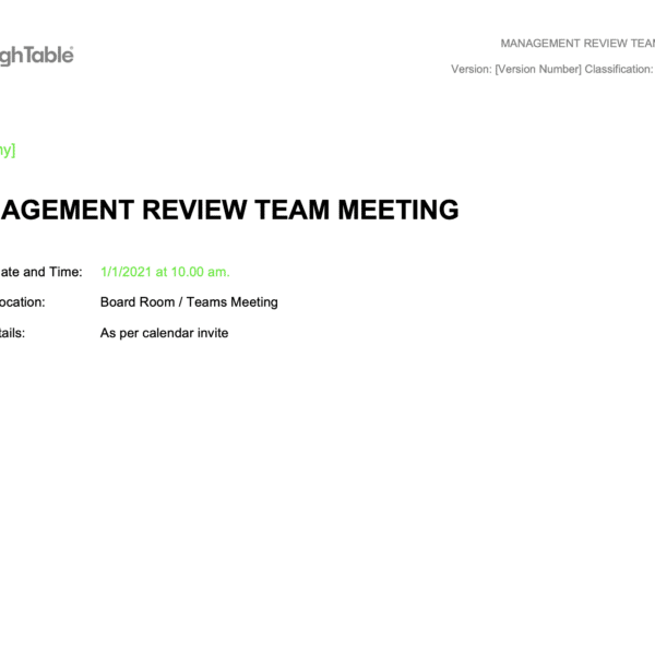 ISO 27001 Management Review Team Meeting Example 1