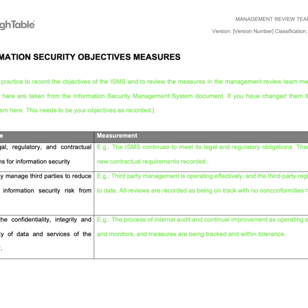 ISO 27001 Management Review Team Meeting Example 4
