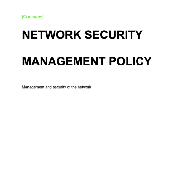 ISO 27001 Network Security Policy Page 1