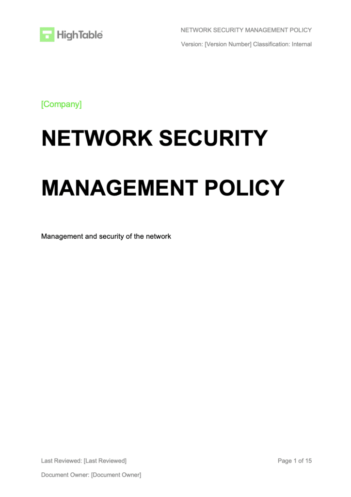 ISO 27001 Network Security Management Policy Example 1