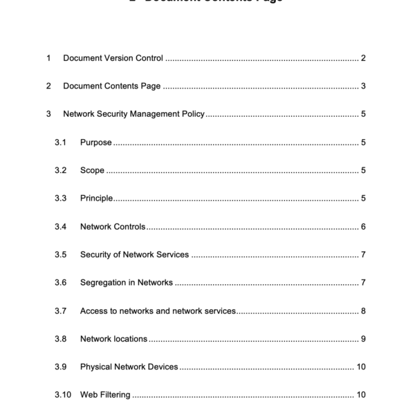 ISO 27001 Network Security Policy Page 2