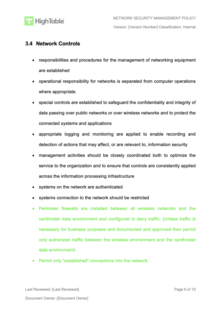 ISO 27001 Network Security Management Policy Example 5