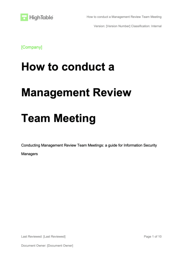 How to conduct an ISO27001 Management Review Meeting 1