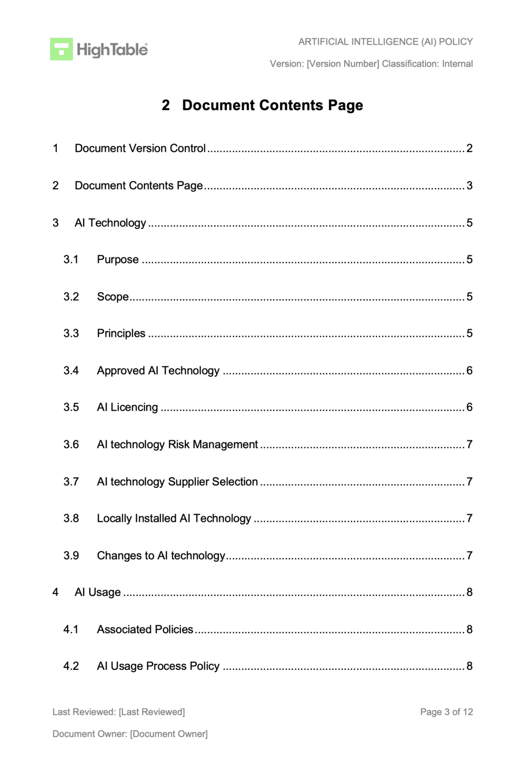 ISO 27001 AI Security Policy Template Word Stuart Barker High Table