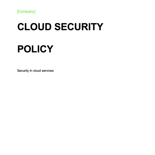 Cloud Security Policy Page 1