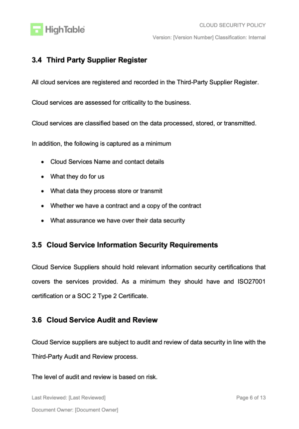 Cloud Security Policy Page 5