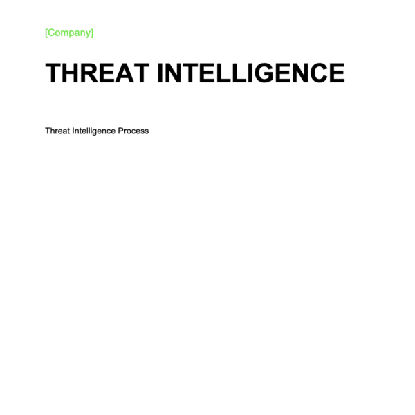 ISO27001 Threat Intelligence Process Template Page 1