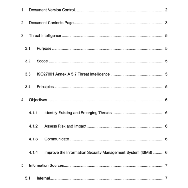 ISO27001 Threat Intelligence Process Template Page 2