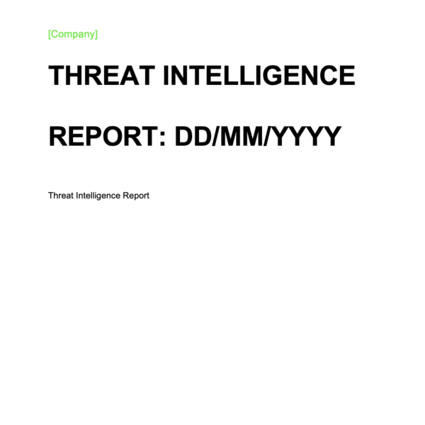 ISO27001 Threat Intelligence Report Template Page 1