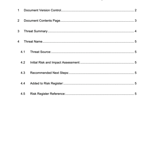 ISO27001 Threat Intelligence Report Template Page 2