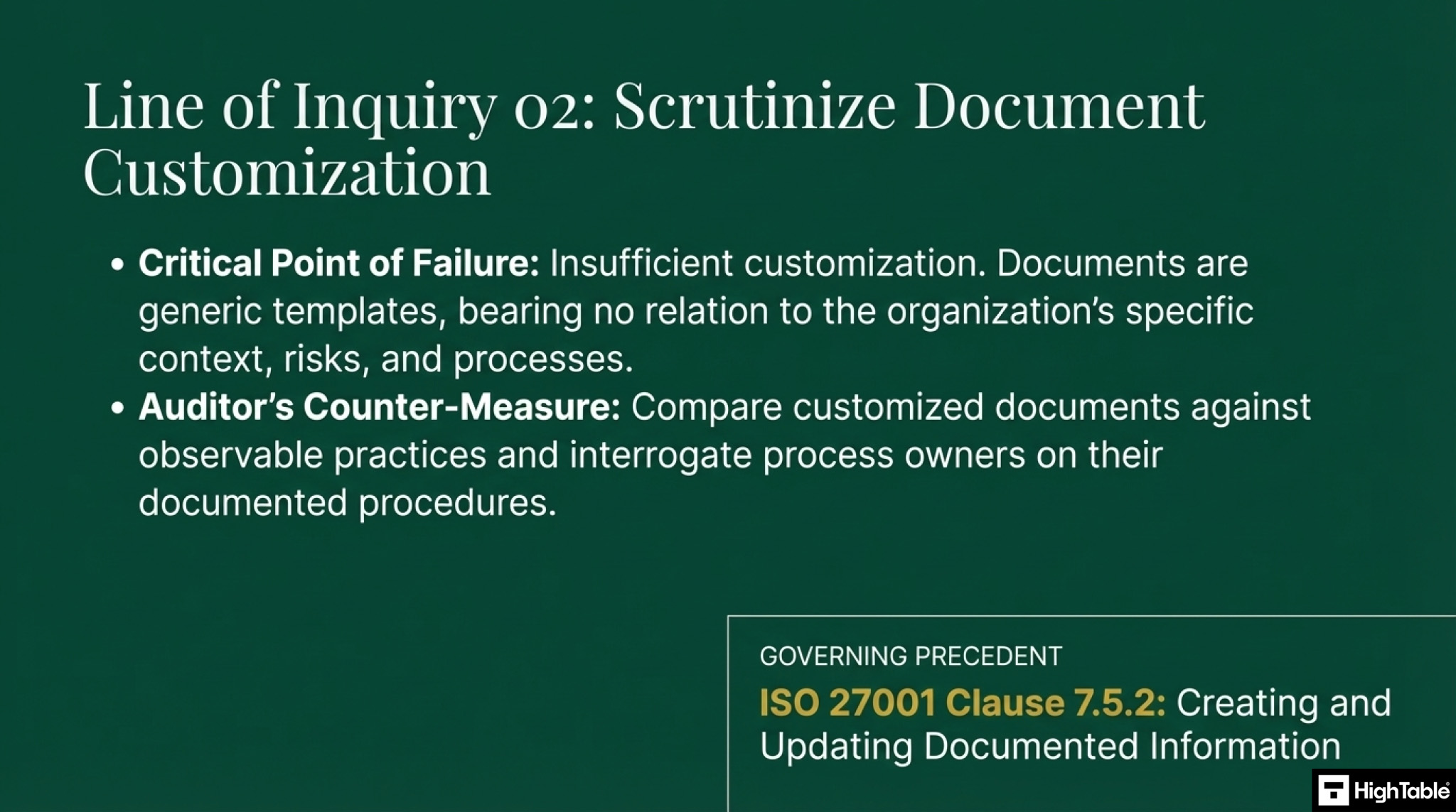 How to audit an ISO 27001 Toolkit - audit the document customisation