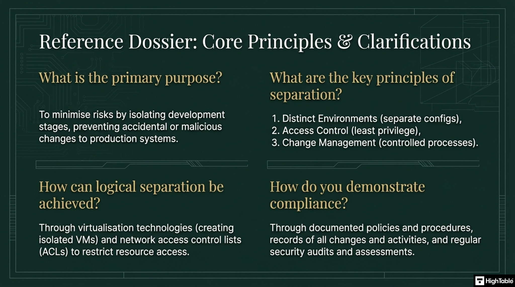 ISO 27001 Annex A 8.31 Separation of Development, Test and Production Environments - Summary Conclusion