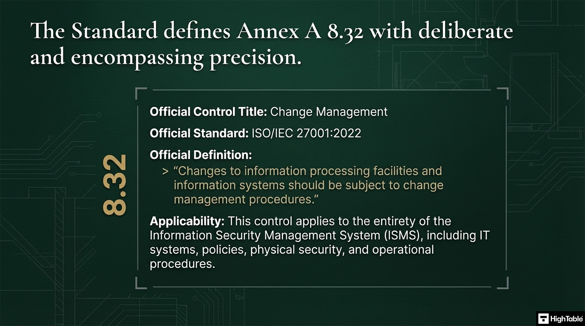 ISO 27001 Annex A 8.32 Change Management - the control objective