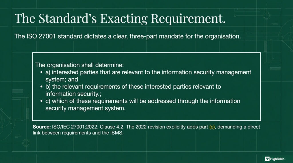 ISO 27001-2022 Clause 4.2 Understanding The Needs And Expectations of Interested Parties Explained - What is the requirement? - 3