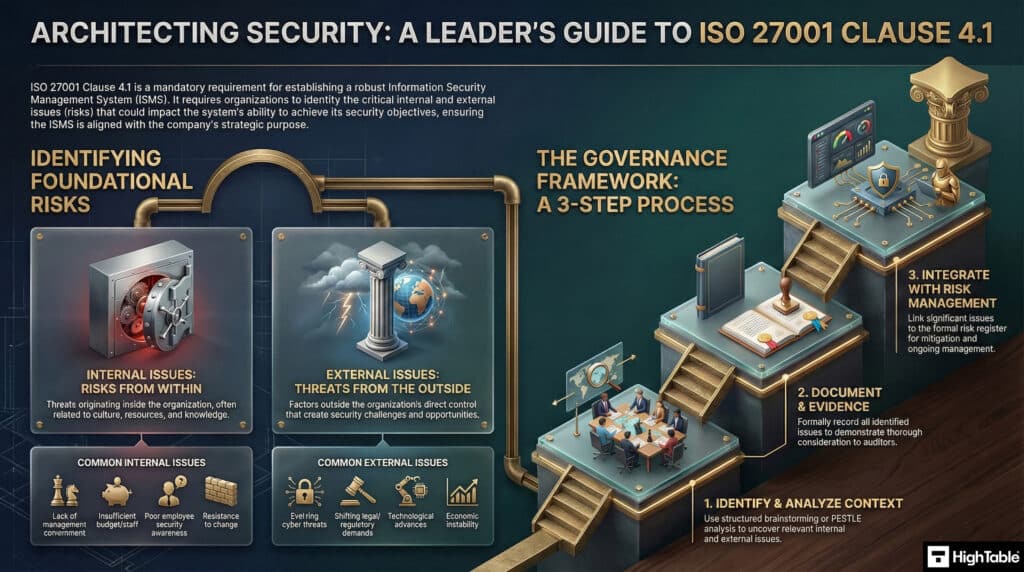 Infographic showing the step-by-step process flow for ISO 27001 Clause 4.1