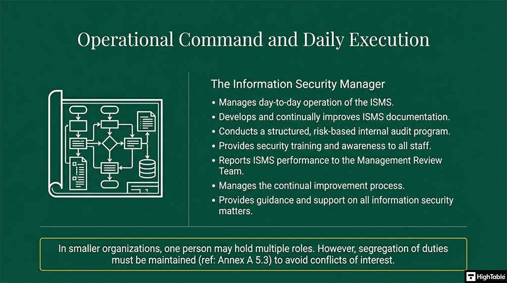 ISO 27001 Clause 5.3 Organisational Roles, Responsibilities and Authorities information security manager role