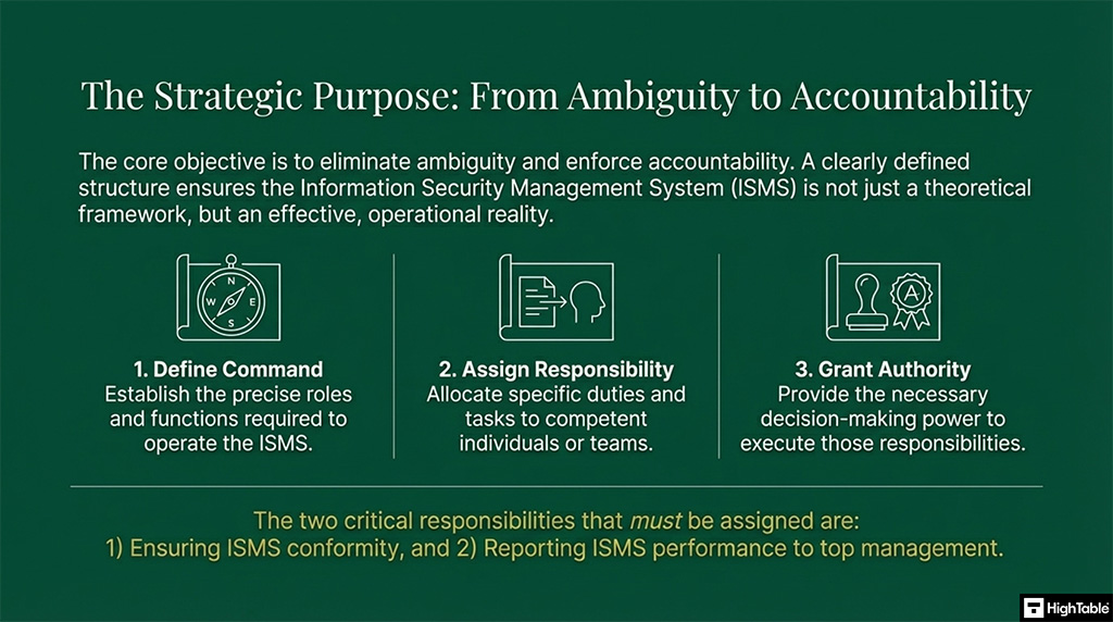 ISO 27001 Clause 5.3 Organisational Roles, Responsibilities and Authorities purpose