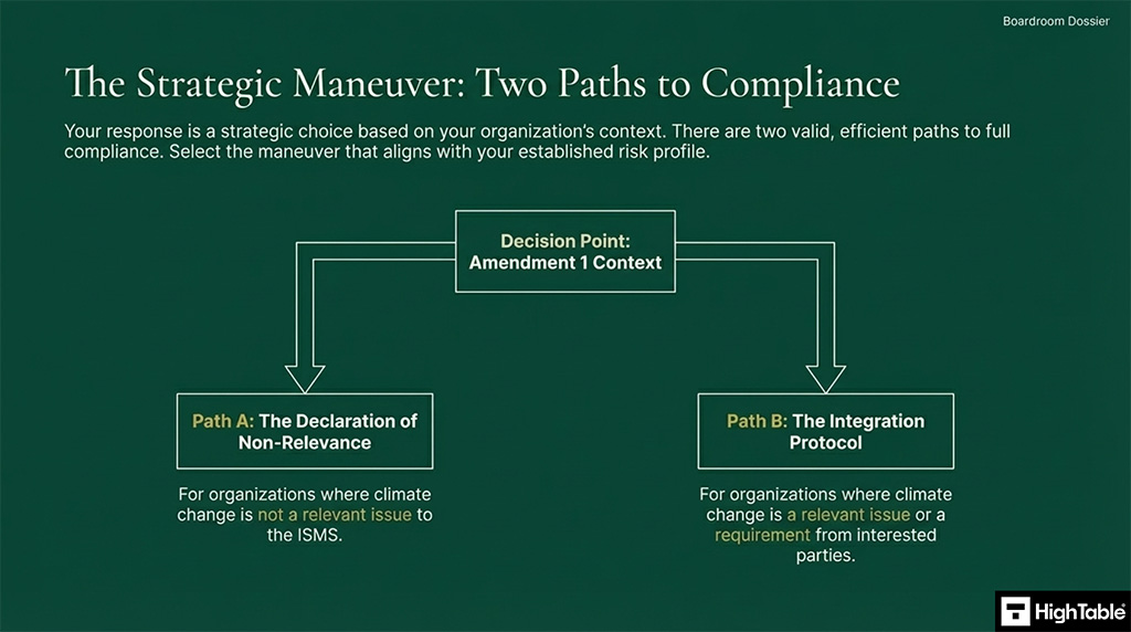 ISO27001-2022 Amendment 1 Climate Action Changes - the two paths to compliance
