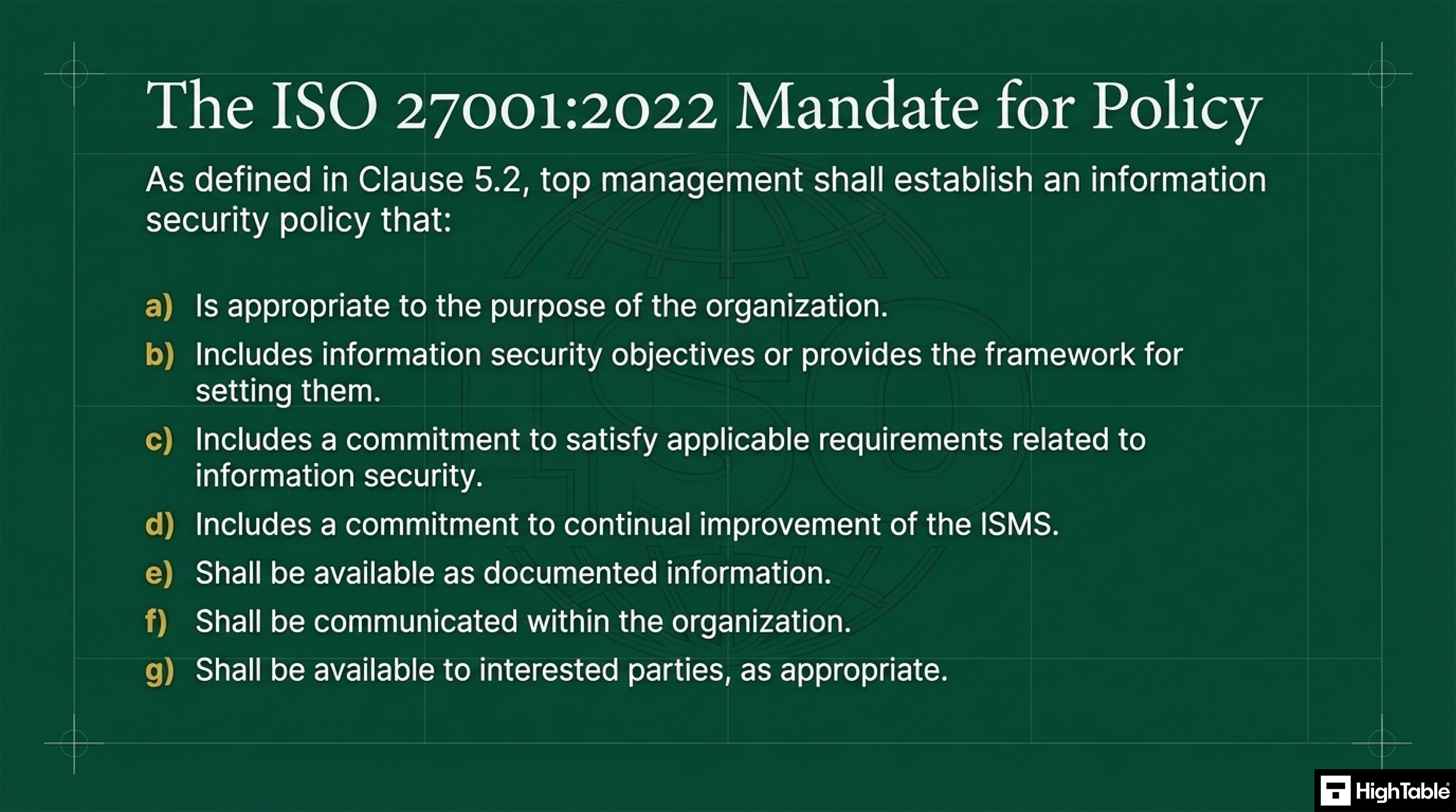 ISO27001-2022 Policies - The ISO 27001 Clause 5.2 Requirement - Policy