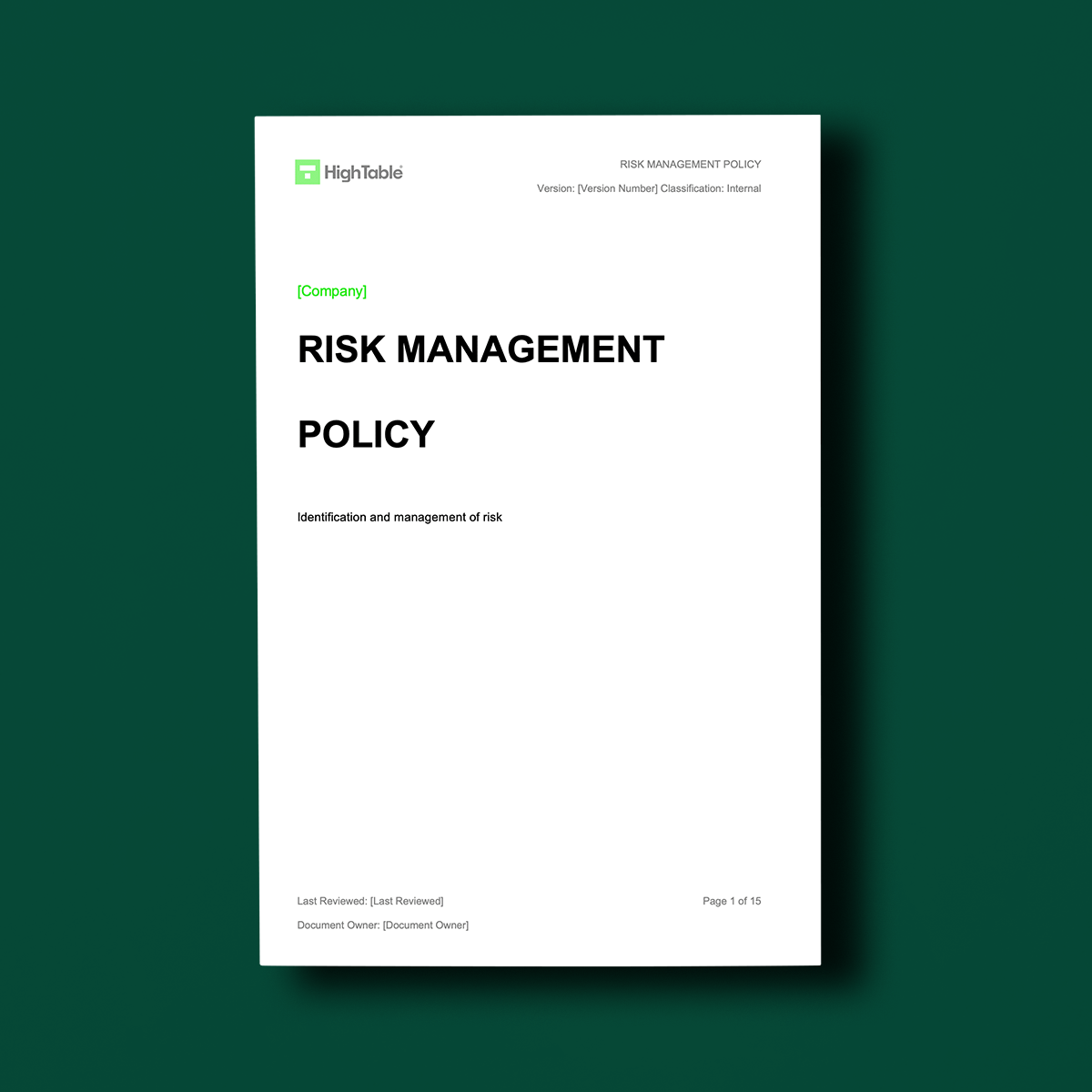 risk management policy template