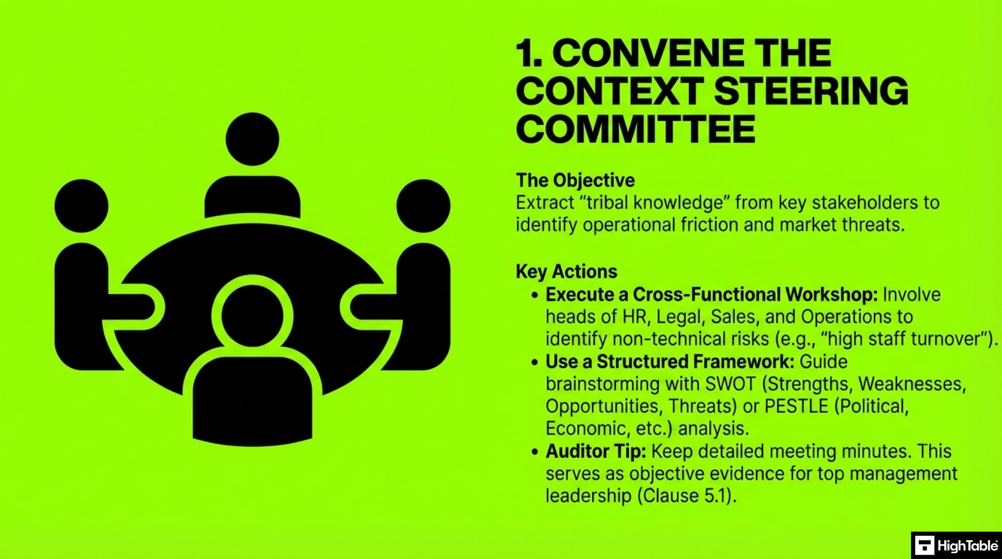 ISO 27001 Clause 4.1 Implementation Checklist - convene the steering committee