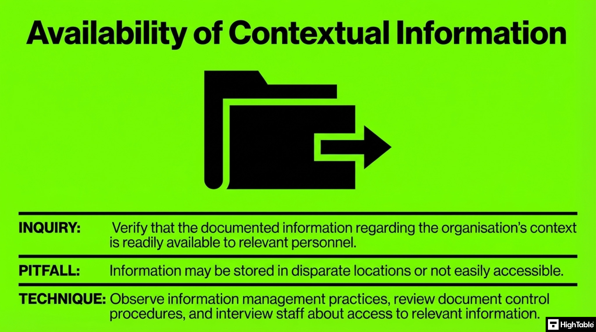 how to audit ISO 27001 clause 4.1 - audit availability of context information