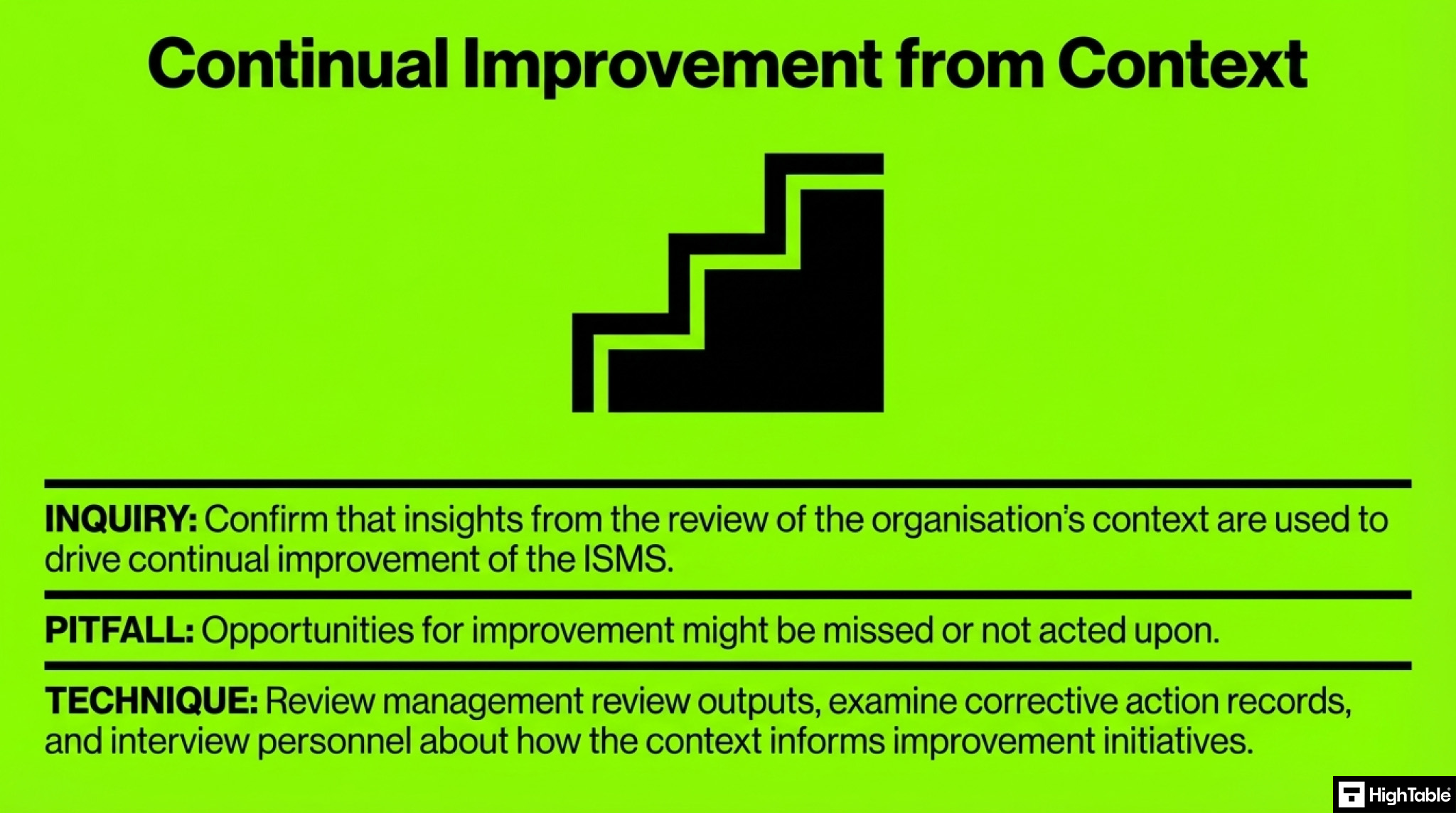 how to audit ISO 27001 clause 4.1 - audit continual improvement