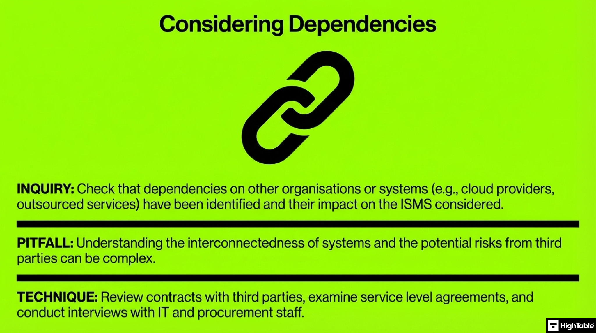 how to audit ISO 27001 clause 4.1 - audit dependencies